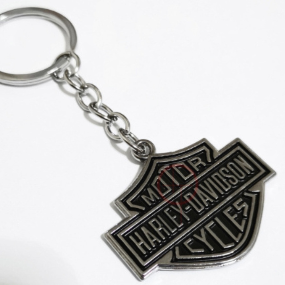 Harley-Davidson Silver Black Bar Shield DOUBLE-SIDED Key Chain - Picture 6 of 6
